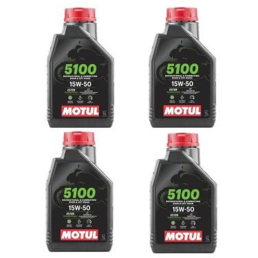 Imagem de Óleo Moto Motul 5100 15w50 Semissintético 1l Honda DUCATI Ninja 300 Bmw 4 UNIDADES
