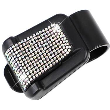 Imagem de MINGZAIQIPEI Bling Diamond Car Viseira de sol para óculos de sol suporte bilhete cartão clipe organizador para mulheres (colorido)