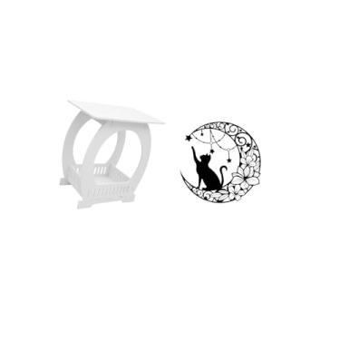 Imagem de Fenteer Prateleira de Armazenamento Multifuncional Moderna E Mesa de Centro com Decoração Criativa de Parede de Gato de Metal para Café, Dormitório, Restauran