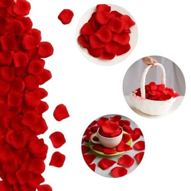 Imagem de 5000 Pétalas Artificiais de Seda Rosa Vermelha Para Decoração de Festa de Casamento Dia dos namorados amor Aniversários Romance Pedido Namoro