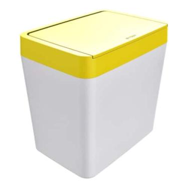 Imagem de Lixeira 5 Litros Branco Com Tampa Colorida Cesto De Lixo Multiuso Com 