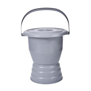 Imagem de KiBcsLic Escarradeira com tampa e alça, penico, balde, penico para ambientes internos, crianças e adultos, casa, Cinza