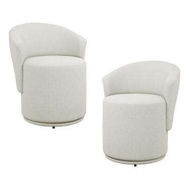 Imagem de Kit 02 Poltronas Orgânicas Living Mavi Fixa Bouclê Creme - Desk Design