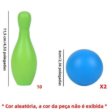 Imagem de Conjunto De Jogo De Boliche Interno 10 Peças Bastões De 11,5cm 2 Bolas