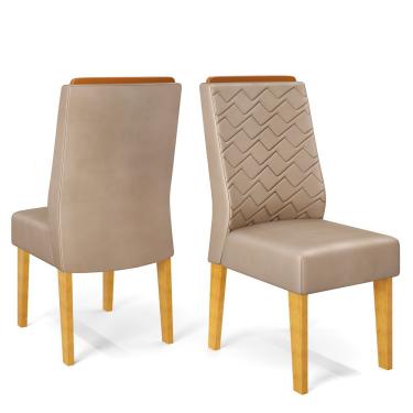 Imagem de Cadeira De Jantar Estofada Lídia Conjunto Com 2 Cadeiras Cedro/veludo Kraft - Dj Móveis