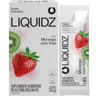 Imagem de LIQUIDZ® - Eletrólitos Zero Açúcares - Sabor Morango com Kiwi - Kit 1 Caixa - 6 sachês-Unissex