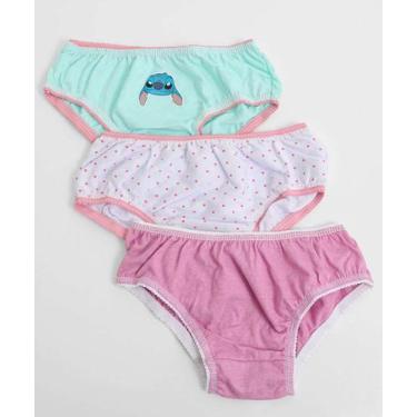 Imagem de Kit 3 Calcinhas Infantil Stitch Tam 2 a 10-67079 - MARISA, 6, Rosa