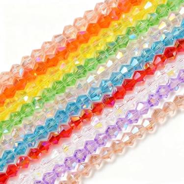 Imagem de DanLingJewelry Aproximadamente 800 peças de contas bicone de vidro transparente de 4 mm cores mistas espaçador facetado contas soltas para fazer pulseiras de miçangas DIY