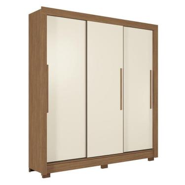 Imagem de Guarda Roupa Casal 3 Portas De Correr Maringá Jatobá Areia - Santos Andirá