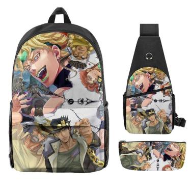Imagem de Conjunto de mochilas JoJos Bizarres Adventures Anime 3 unidades para crianças