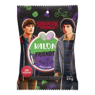 Imagem de Pastilhas Valda Stranger Things Friends Don`T Lie Sabor Maçã e Uva Sem Açúcar 25g