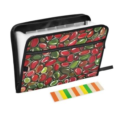 Imagem de CEBUGI Pasta expansível de 13 bolsos, impermeável, sanfonada, organizador de arquivos com etiquetas tamanho A4, organizador de documentos de papel para escola, material de escritório, pontos vermelhos