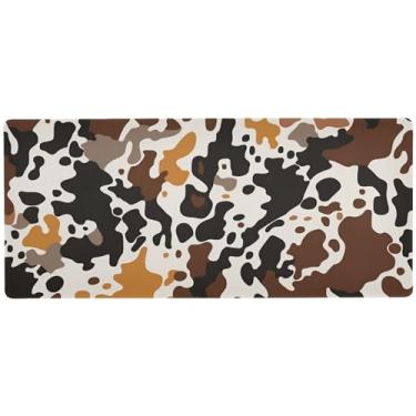 Imagem de Wassud Tapete de mouse com padrão marrom preto para jogos com base de borracha antiderrapante, mouse pad longo para teclado de computador com borda costurada, almofada grande à prova d'água para