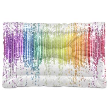 Imagem de Wassud Rainbow Lines Cama grande para cães tapete de cachorro lavável para animais de estimação cama de gato para dormir viagens 91 x 61 cm