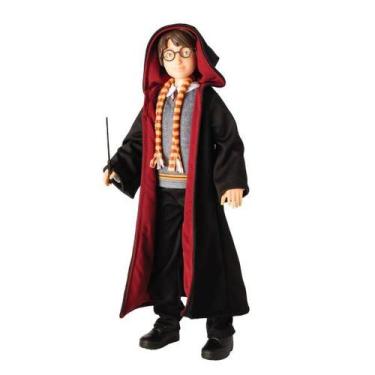 Imagem de Boneco Harry Potter com Varinha 45cm Vinil Articulado Rosita, Preto e 