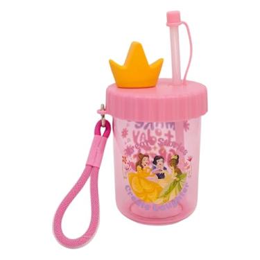 Imagem de Zonacriativa - Copo Canudo Flip Princesas Disney 500ml | Plástico bpa free, alça e aplique 3d | Ideal para hidratação infantil e lanche da escolinha
