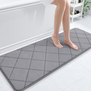 Imagem de OLANLY Tapete de banho de espuma viscoelástica 139 x 50, tapetes de banheiro ultra macios e absorventes, lavável na máquina, tapete de banho confortável para piso de banheiro, banheira e chuveiro
