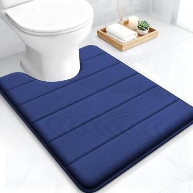 Imagem de OLANLY Tapetes de banheiro listrados de espuma viscoelástica em forma de U 61 x 50, tapetes de banho super macios e absorventes, tapete de banheiro lavável na máquina, tapete de banheiro, acessórios