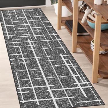 Imagem de TTelephant Tapete lavável 5 x 15 cm, listra cinza moderna envelhecida, tapete de corredor de cozinha antiderrapante, tecido fino sem galpão para entrada, cozinha, lavanderia - cinza
