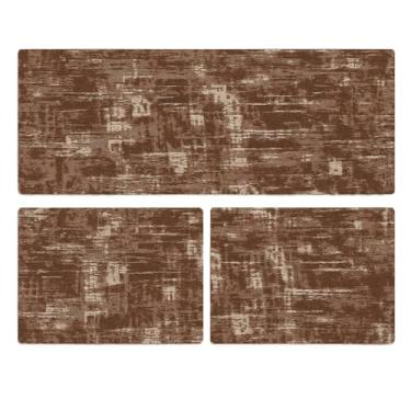 Imagem de Conjunto de passadeira de cozinha antiderrapante (Obra Arte Branco/Marrom)