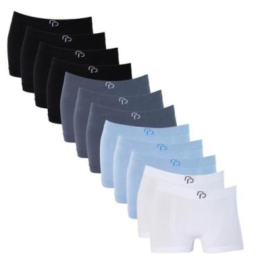 Imagem de Kit 12 Cuecas Boxer RP Menino Infantil Microfibra Elastano, 4preto, 3c
