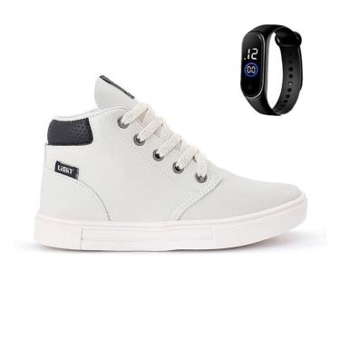 Imagem de Tênis Botinha Infantil Masculino Casual Cano Alto Confortavel + Relogio-Masculino