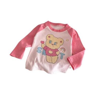 Imagem de Camiseta De Algodão Infantil De Manga Longa Com Estampa De Desenho Ani