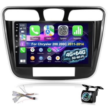 Imagem de Estéreo automotivo Android atualizado de 4 GB + 64 GB para Chrysler 200 200C 2011-2014 com Carplay/Android Auto/32EQ DSP, rádio com tela sensível ao toque de 9 polegadas com WiFi/GPS/SWC/Mirror Link