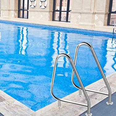 Imagem de Trilhos de piscina para piscina enterrada, corrimãos de segurança de piscina à prova de ferrugem para piscinas de jardim e quintal, trilho de mão de montagem fácil para entrada na piscina, trilho de