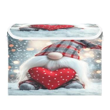 Imagem de STAYTOP Cestos de armazenamento fofos de gnomo para o Dia dos Namorados com tampas e alça de transporte, caixas de armazenamento dobráveis organizadores de recipientes para casa, quarto, armário