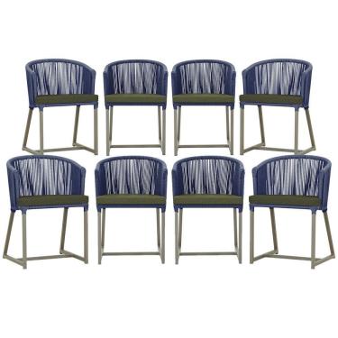 Imagem de 8 Cadeiras De Jantar área Noronha Fendi E13 Trama Original Azul