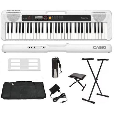 Imagem de Teclado Casio CT-S200 61 Teclas Branco + Suporte + Capa + Pedal + Banc