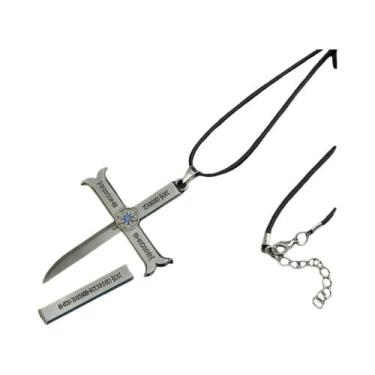 Imagem de Colar Masculino Preto Com Pingente De Espada Anime Dracule Mihawk Olho