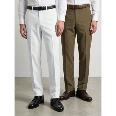 Imagem de KIT Masculino de 2 Peças - Calça Social Branco e Marrom Esverdeado Tam