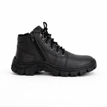 Imagem de Bota Botina Coturno Masculina Couro Legítimo Zíper Confortável-Masculino