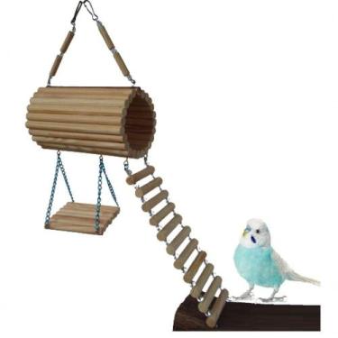 Imagem de Brinquedo Aves Roedores Playground Toca Casinha Ponte Escada - SHOPPIN