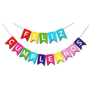 Imagem de Banner colorido feliz aniversário Feliz Cumagrados Garland Bunting Burlap Mexican Fiesta tema decoração de festa aniversário suprimentos de lembranças