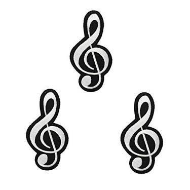 Imagem de Aplique clássico em escala de música com notas musicais agudas G Clef
