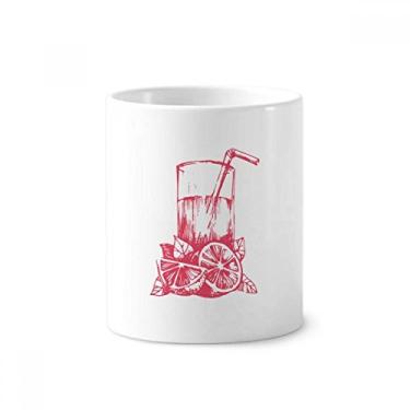 Imagem de Juice Limão Aquarela Ilustração Padrão de Ilustração Escova de Dentes Suporte Caneca Cerâmica Suporte Lápis Copo