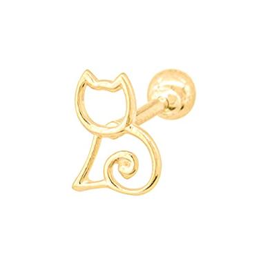 Imagem de Piercing de Orelha Cartilagem Tragus Gato Ouro 18k