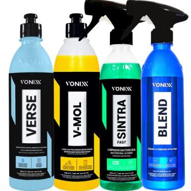 Imagem de Kit Limpeza Automotiva Lava Autos V-Mol Revitalizador Geral Verse Limpador Multiação Sintra Fast Cera Liquida Blend Vonixx