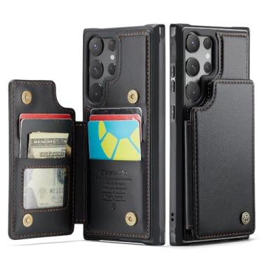 Imagem de Capa de telefone carteira de couro para Samsung Galaxy S23 S22 S21 S20 FE Note 10 Plus 20 Ultra Z Fold 5 4 3 Capa com suporte para cartão, preta, para S23