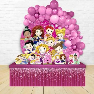 Imagem de Kit Decoração Painel Redondo Festa de Aniversário Infantil Princesas Baby