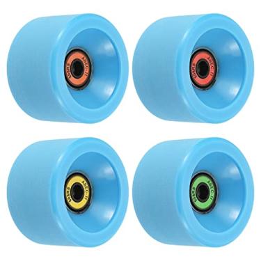 Imagem de PATIKIL Rodas de longboard 78A de 65 mm com rolamentos ABEC-11, pacote com 4 rodas macias cruiser rodas de rua para skates, rodas de skate PU fosco, azul