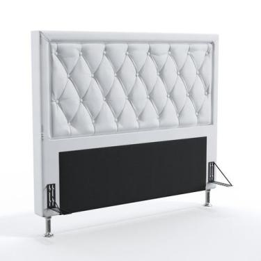 Imagem de Cabeceira Estofada Centaurus 160 Para Cama Queen Couro Branco Aradecor