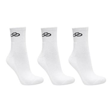 Imagem de Kit Meia Cano Médio Olympikus Masculina 3 Pares, Branco, 39/44