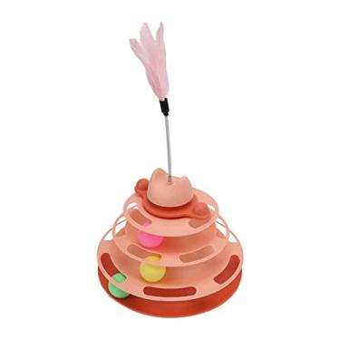 Imagem de Pista de Bola de Gato, Torre de Bola de Gato Brinquedos de Gato para Gatos Internos 4 Níveis Interativos de Pista de Gatinho Rolo de Exercício Brinquedo Plataforma Giratória