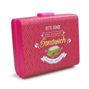 Imagem de Lancheira Rosa Com Travas e Divisórias 19x17x66cm 25736 Arqplast