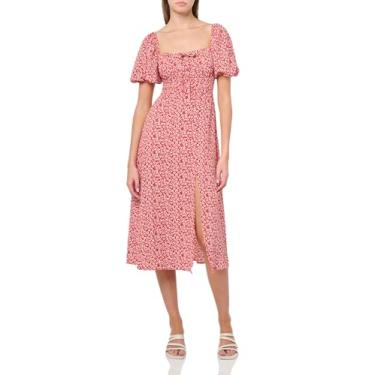 Imagem de Speechless Vestido midi feminino de manga bufante curta, Floral vermelho, PP