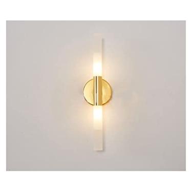 Imagem de Arandela moderna, tubo de metal moderno, candeeiro de parede LED para cima e para baixo, quarto, hall de entrada, lavabo, sala de estar, banheiro, luminária de parede (dourado, branco quente